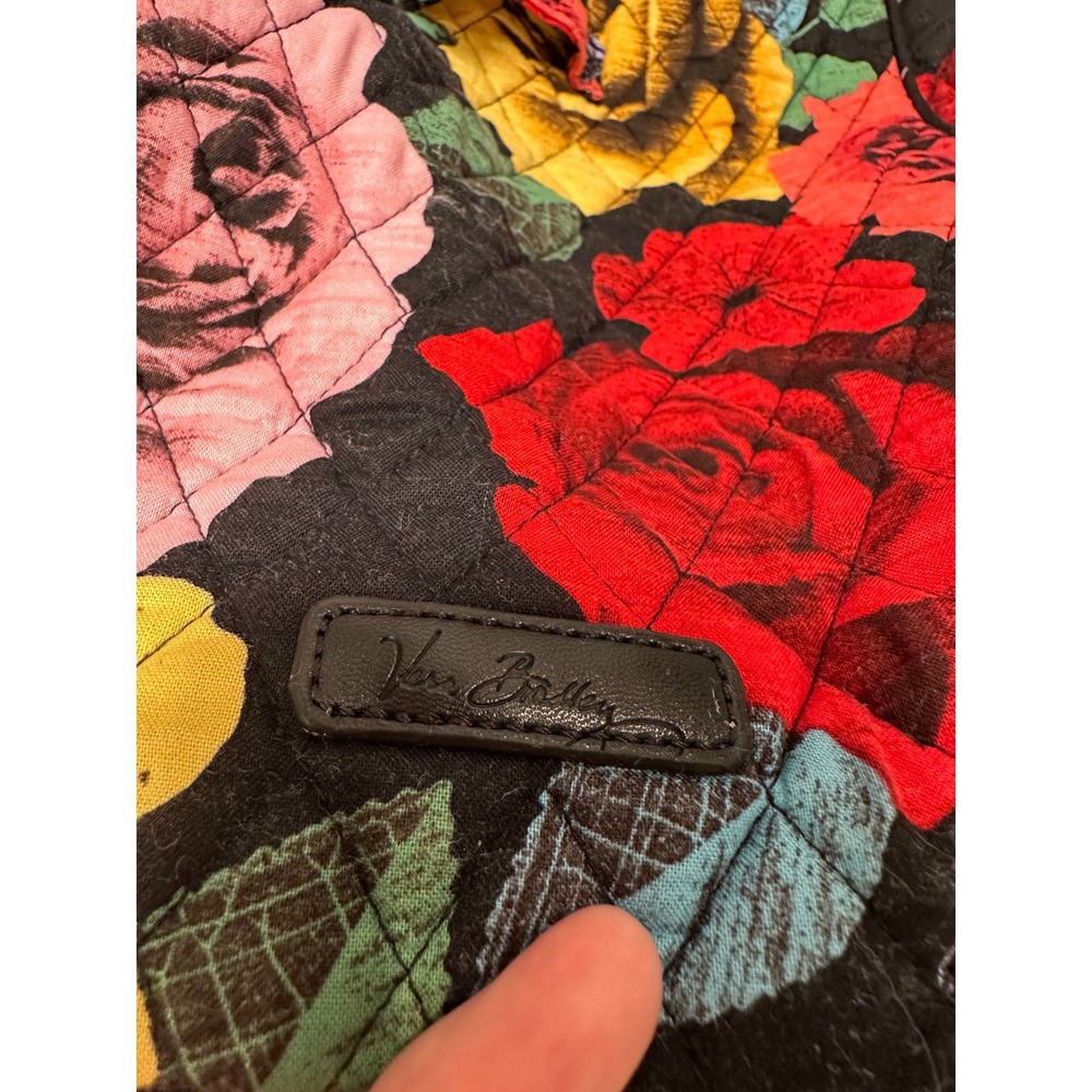 Vera Bradley Midnight Roses Quilted Cotton Backpack Floral Butterfly Black Bag - Picture 6 of 10